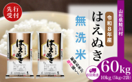 ＜令和8年産米先行受付＞ 鮭川村 はえぬき 【無洗米】 定期便 60kg （10kg×1ヶ月間隔で6回お届け）＜配送時期選べます＞
