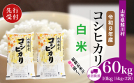 ＜令和8年産米先行受付＞ 鮭川村 コシヒカリ 【白米】 定期便 60kg （10kg×1ヶ月間隔で6回お届け）＜配送時期選べます＞
