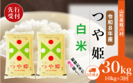 ＜令和8年産米先行受付＞ 鮭川村 特別栽培米 つや姫 【白米】 定期便 30kg （10kg×1ヶ月間隔で3回お届け）＜配送時期選べます＞