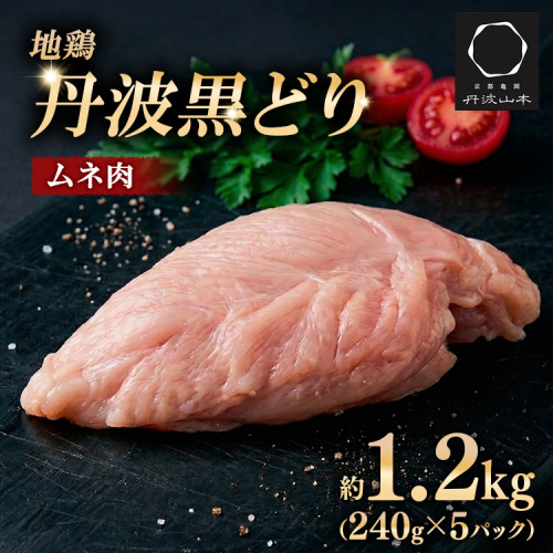 【数量限定】地鶏丹波黒どり ムネ肉 切り身1.2kg（240g×5パック）小分け 地鶏 冷凍 人気 2563807 - 京都府亀岡市