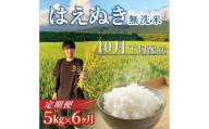 10月下旬発送開始／【6回定期便】令和8年産 ［無洗米］はえぬき　5kg×6回(計30kg) 農家直送 HO SG0122