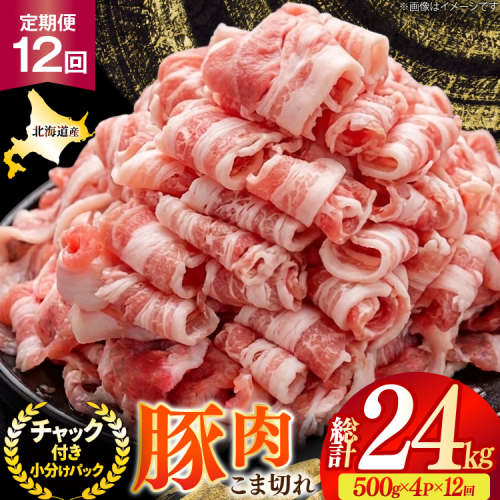 北海道産 豚肉 豚こま切れ 小分け 2kg ( 500g × 4P ) 12回 定期便 総計 24kg [スターゼン 北海道 砂川市 12260979 ] 小間切れ 豚 国産 冷凍 2564088 - 北海道砂川市