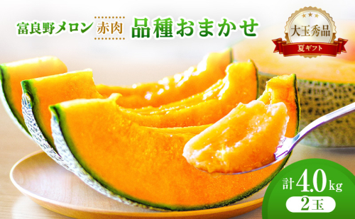 ＜2026年発送＞富良野メロン (赤肉) 夏ギフト 品種おまかせ 大玉秀品 2.0kg以上 2玉入 計4kg [ メロン フルーツ 果物 北海道 富良野 ] 2564993 - 北海道富良野市