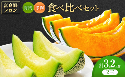 ＜2026年発送＞富良野メロン 赤肉/青肉 食べ比べセット 計2玉　約1.3kg～1.6kg [ メロン フルーツ 果物 北海道 富良野 ] 2564997 - 北海道富良野市