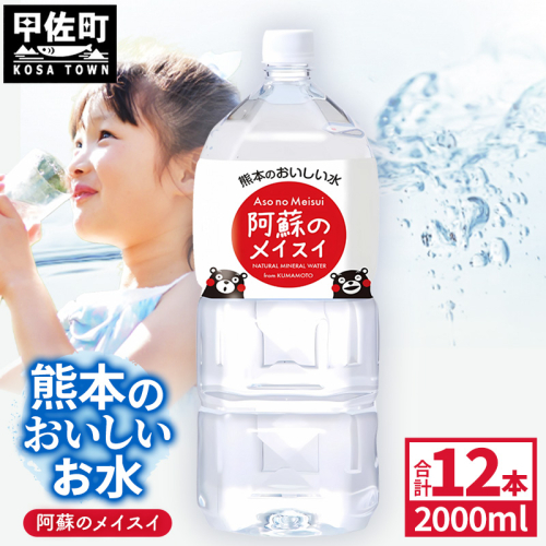 熊本のおいしいお水 阿蘇のメイスイ 2L×12本（2ケース）（共通返礼品・御船町） - 天然水 水 飲料水 ミネラルウォーター 箱買い まとめ買い ペットボトル 飲料 ウォーター 軟水 防災グッズ 防災 備蓄 ローリングストック ストック 熊本県 2566547 - 熊本県甲佐町