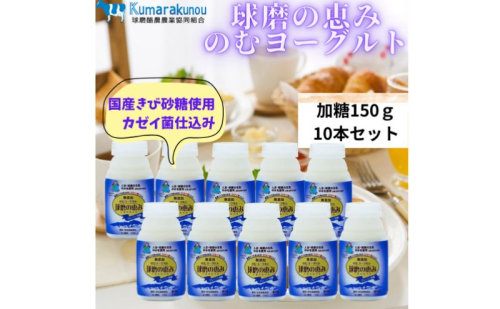 球磨の恵み のむヨーグルト (加糖タイプ) 10本 セット 加糖 【配送不可：沖縄県、離島】 2566549 - 熊本県錦町