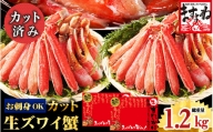 [001-b009] ますよね商店の元祖カット済み生ずわい蟹1.2kg（総重量1.6kg）【生食可】【 カニしゃぶ 】