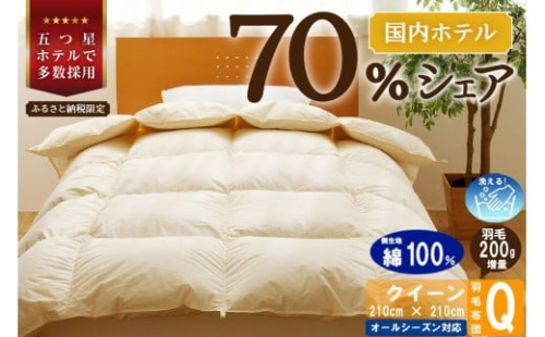 【クイーン】5つ星高級ホテル多数採用 国内シェア70％ 羽毛布団 掛け布団 | 洗える 寝具 ダウン 布団 ふとん 生地 綿100％ 受注生産 完全国内生産 国産 北海道 【 滝川市 】 2569151 - 北海道滝川市