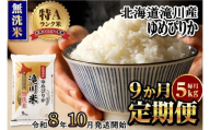 【寄附額改定】《令和8年産先行予約》【9ヵ月定期】滝川産ゆめぴりか無洗米 5kg 定期便 新米 特A 北海道 お米マイスター ブランド米 白米 精米 米 こめ コメ お米 単一米 ご飯 ごはん 生活応援 送料無料 北海道産 道産 おすすめ 人気 限定 贈答 予約
