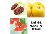 ＜発送月固定定期便＞長野の果物 サクランボ+クイーンルージュ+シナノゴールド全3回【4081306】
