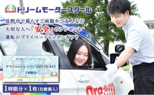 ドリームモータースクール プライベートレッスン GIFT TICKET(昭和校限定） 1時間分×1枚 2572841 - 長野県長野市