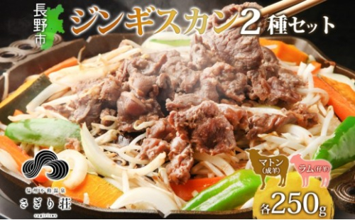 長野県 不動温泉 さぎり荘 謹製 ジンギスカン 2種 食べ比べ セット マトン ラム 各250g×1袋 計500g 羊 味付 焼肉 BBQ  小分け お取り寄せ 産地直送 信州新町 送料無料 長野市 2573364 - 長野県長野市