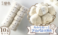 毛糸 あみもねっとアルパカ 天然色 【1番色10玉セット】 ／ 毛糸 アルパカ ウール混 編み物 手編み 柔らかい 軽い なめらか 秋冬 マフラー セーター 帽子 ハンドメイド 棒針 かぎ針 ナチュラルカラー 普段使い 愛知県 No.375