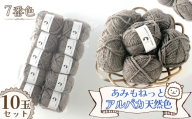 毛糸 あみもねっとアルパカ 天然色 【7番色10玉セット】 ／ 毛糸 アルパカ ウール混 編み物 手編み 柔らかい 軽い なめらか 秋冬 マフラー セーター 帽子 ハンドメイド 棒針 かぎ針 ナチュラルカラー 普段使い 愛知県 No.381