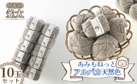 毛糸 あみもねっとアルパカ天然色並太 【9番色10玉セット】 ／ 毛糸 アルパカ ウール混 編み物 手編み 柔らかい 軽い なめらか 秋冬 マフラー セーター 帽子 ハンドメイド 棒針 かぎ針 ナチュラルカラー 普段使い 愛知県 No.390