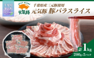 ＜千葉県産ブランド豚＞元気豚 豚バラスライス(やわらか薄切りスライス)1kg(200g×5パック) TAKB061