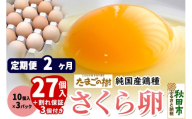 《定期便2ヶ月》 たまごの樹 純国産鶏種 卵『さくら』27個+割れ保証3個付き（10個入×3パック） [たまご タマゴ 玉子 鶏卵 まとめ買い オムレツ 卵かけご飯 朝食 料理 美味しい 瀧田養鶏場]