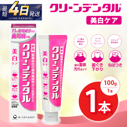 クリーンデンタル 美白ケア 100g 1本 | 歯磨き粉 歯磨き ハミガキ デンタルケア フッ素 虫歯予防 口臭予防 歯周病予防 日本製 2575726 - 神奈川県相模原市