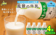 風景の牛乳 500ml ×4 【 ふるさと納税 人気 おすすめ ランキング 牛乳 牧場 低温殺菌 ノンホモ 定期便 カントリーホーム風景 北海道 十勝 鹿追町 送料無料 】 SKB071