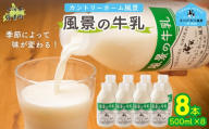 風景の牛乳 500ml ×8 【 ふるさと納税 人気 おすすめ ランキング 牛乳 牧場 低温殺菌 ノンホモ 定期便 カントリーホーム風景 北海道 十勝 鹿追町 送料無料 】 SKB079