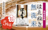 ＜令和8年産米先行受付＞ 真室川町産 はえぬき 【無洗米】5kg （5kg×1袋）＜配送時期指定可＞
