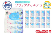 ティッシュペーパー ソフトパック ティシュー ソフィア タッチエコ 80個 180W×5個 16P入 大容量 日本製 環境にやさしい 100%再生紙 ゴミ削減 便利 防災 備蓄 消耗品 日用品 生活用品 静岡県 富士市 [sf125-003]