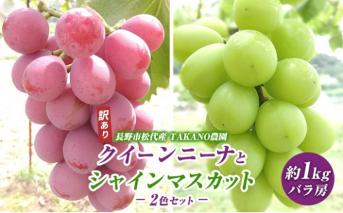 ぶどう 訳あり 先行予約 シャインマスカット クイーンニーナ 計約1kg 種なし 不揃い 2576781 - 長野県長野市