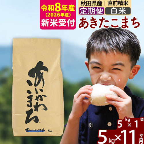 ※R8産 新米予約※ 《定期便11ヶ月》秋田県産 あきたこまち 5kg【白米】(5kg小分け袋) 2026年産 令和8年産 お届け周期調整可能 隔月に調整OK お米 藤岡農産 [藤岡農産 秋田 お米 あきたこまち 米どころ 東北 北秋田市 定期便 毎月お届け] 2577336 - 秋田県北秋田市