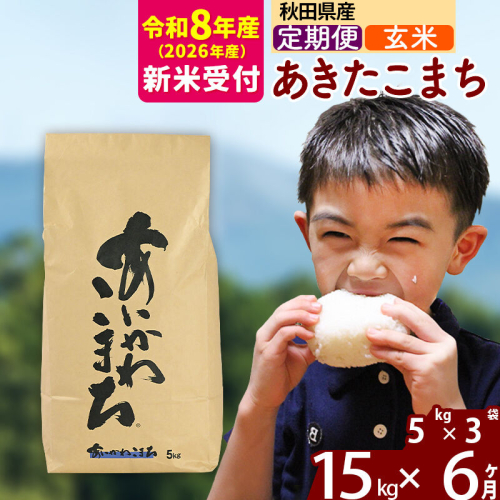 ※R8産 新米予約※ 《定期便6ヶ月》秋田県産 あきたこまち 15kg【玄米】(5kg小分け袋) 2026年産 令和8年産 お届け周期調整可能 隔月に調整OK お米 藤岡農産 [藤岡農産 秋田 お米 あきたこまち 米どころ 東北 北秋田市 定期便 毎月お届け] 2577503 - 秋田県北秋田市