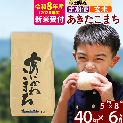 ※R8産 新米予約※ 《定期便6ヶ月》秋田県産 あきたこまち 40kg【玄米】(5kg小分け袋) 2026年産 令和8年産 お届け周期調整可能 隔月に調整OK お米 藤岡農産 [藤岡農産 秋田 お米 あきたこまち 米どころ 東北 北秋田市 定期便 毎月お届け] 2577548 - 秋田県北秋田市