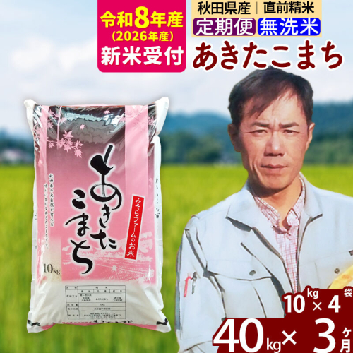 ※R8産 新米予約※ 《定期便3ヶ月》秋田県産 あきたこまち 40kg【無洗米】(10kg袋) 2026年産 令和8年産 お届け周期調整可能 隔月に調整OK お米 みそらファーム [みそらファーム 秋田 お米 あきたこまち 米どころ 東北 北秋田市 秋田県産 冷めてもおいしい おにぎり おむすび お弁当 白米] 2578173 - 秋田県北秋田市