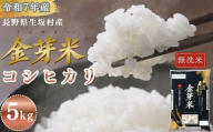 コシヒカリ 無洗米 5kg(1袋)金芽米 長野県産 生坂村産 健康志向 高地栽培 冷めてもモチモチ コメ おこめ お米 こしひかり 白米 信州 長野県 生坂村 [株式会社野の香]