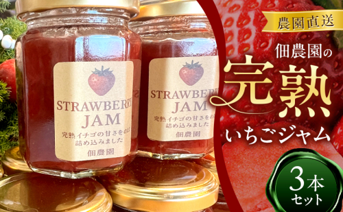 農園直送　佃農園の完熟いちごジャム　3本セット　ジャム いちご イチゴ 苺 完熟 朝食 朝ごはん パン トースト ヨーグルト スイーツ 奈良県 大和郡山市 2583038 - 奈良県大和郡山市