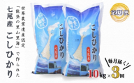 [3ヶ月定期便]こしひかり10kg(5kg×2袋)×3回 農業世界遺産認定!「能登の里山里海」で育ったお米 ◇| 石川県 七尾市 七尾産 ※2026年9月〜発送