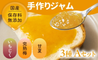 国産 手作りジャム3点セット Aセット いちじく うめ 甘夏 梅  ウメ 無添加 手造り てづくり 手作り ジャム フルーツ 果物