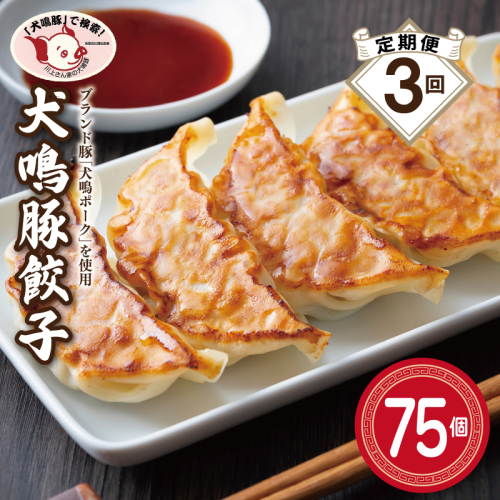 【泉佐野ブランド豚】犬鳴豚餃子 75個×3回【国産 豚肉 ぶたにく 定期便 犬鳴ポーク 焼くだけ 人気 総菜 冷凍】 099Z554 2588257 - 大阪府泉佐野市