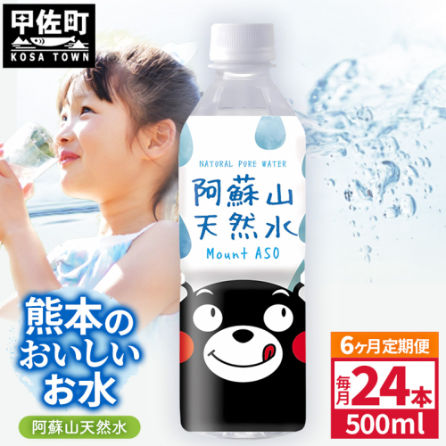 【定期便6ヶ月】熊本のおいしいお水 阿蘇山天然水 500ml×24本（1ケース）（共通返礼品・御船町） - 天然水 水 飲料水 ミネラルウォーター 箱買い まとめ買い ペットボトル 飲料 ウォーター 軟水 防災グッズ 防災 備蓄 ローリングストック ストック 熊本県 2589350 - 熊本県甲佐町