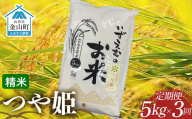 先行予約 令和8年産 金山町産つや姫 定期便 5kg×3回(15kg) 米 お米 白米 ご飯 精米 ブランド米 つや姫 送料無料 東北 山形 金山町