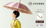 【トンボ洋傘前原光榮商店】レディース「ボーダー」手元：牛本革キャメル（名入れ不可）| 傘 レディース 雨傘 長傘 婦人 女性用 シンプル おしゃれ フォーマル カジュアル