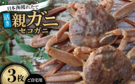 ＜先行予約＞＜活き＞日本海獲れたて親ガニ(セコガニ)3枚　※11月中旬から順次発送【1536858】