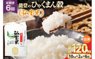 米 定期便 ひゃくまん穀「弘宝米」 精米 10kg ×2袋 ×6回 総計 120kg [中西農場 石川県 宝達志水町 38601375]  お米 白米 ひゃくまん穀 美味しい 農家 直送 6ヶ月 120キロ 20キロ 石川 能登