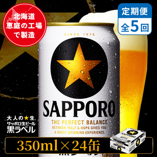 【定期便：全5回】サッポロ黒ラベル 350ml×24本【880040011905】 2596689 - 北海道恵庭市