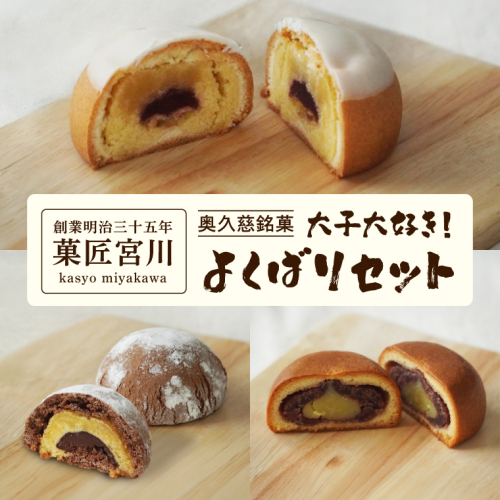 【菓匠宮川】奥久慈銘菓「大子大好き！よくばりセット」12個入り（月居ふわり・氷瀑・八溝石 ×各4個）｜茨城県 大子町 老舗 お菓子 詰め合わせ 個包装 焼菓子 和菓子 饅頭 和洋菓子 スイーツ 手土産 お土産 お取り寄せ ギフト プレゼント 贈答（BF036） 2601028 - 茨城県大子町