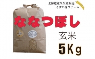【令和5年産】北海道岩見沢産くすのきファームのななつぼし玄米（5Kg）【34102】