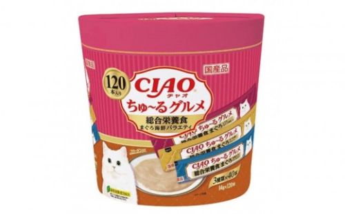 いなば　CIAO猫ちゅ～るグルメ　総合栄養食　まぐろ海鮮バラエティ480本（14ｇｘ120本ｘ4袋入）（ケース） 2603251 - 静岡県静岡市