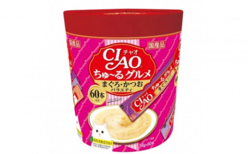 いなば　CIAO猫ちゅ～るグルメ　まぐろ・かつおバラエティ480本（14ｇｘ60本ｘ8袋入）（ケース） 2603254 - 静岡県静岡市