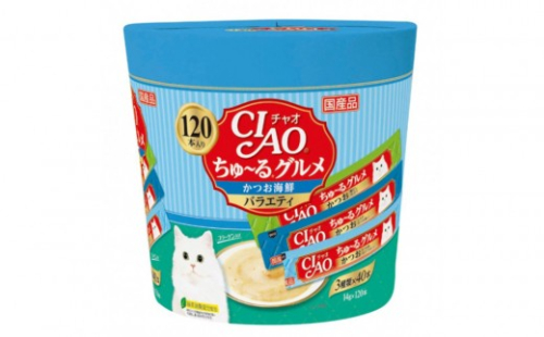 いなば　CIAO猫ちゅ～るグルメ　かつお海鮮バラエティ480本（14ｇｘ120本ｘ4袋入）（ケース） 2603255 - 静岡県静岡市