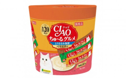 いなば　CIAO猫ちゅ～るグルメ　とりささみ海鮮バラエティ480本（14ｇｘ120本ｘ4袋入）（ケース） 2603257 - 静岡県静岡市