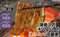【冷蔵】国産 鰻 蒲焼《3尾》 450g以上 タレ・うなぎのミニおつまみ付 〜明治37年創業「本多」〜 | 国産 ウナギ 蒲焼 炭火焼 おつまみ タレ 秘伝 （Ab-014-2）