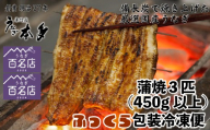 【冷凍】国産 鰻 蒲焼《3尾》 450g以上 タレ・うなぎのミニおつまみ付 〜明治37年創業「本多」〜 | 国産 ウナギ 蒲焼 炭火焼 おつまみ タレ 秘伝 （Ab-014-1）